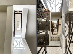 Stiegenhaus/Treppenhaus in einem Wohnhaus in Wien, Österreich