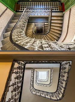 Stiegenhaus/Treppenhaus in einem Wohnhaus in Wien, Österreich