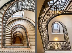 Stiegenhaus/Treppenhaus in einem Wohnhaus in Wien, Österreich