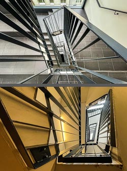 Stiegenhaus/Treppenhaus in einem Wohnhaus in Wien, Österreich