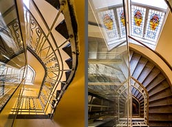 Stiegenhaus/Treppenhaus in einem Wohnhaus in Wien, Österreich