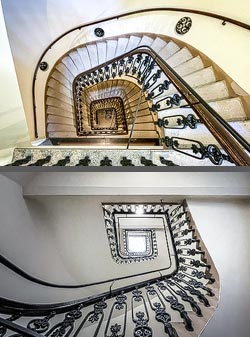 Stiegenhaus/Treppenhaus in einem Wohnhaus in Wien, Österreich