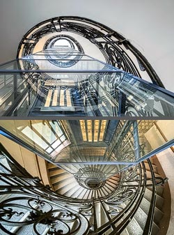 Stiegenhaus/Treppenhaus in einem Wohnhaus in Wien, Österreich