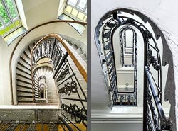 Stiegenhaus/Treppenhaus in einem Wohnhaus in Wien, Österreich