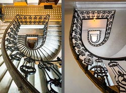 Stiegenhaus/Treppenhaus in einem Wohnhaus in Wien, Österreich