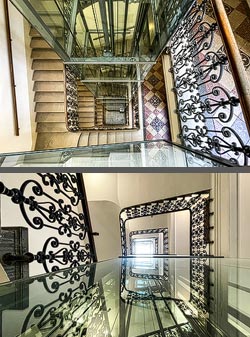 Stiegenhaus/Treppenhaus in einem Wohnhaus in Wien, Österreich