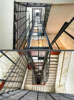 Stiegenhaus/Treppenhaus in einem Wohnhaus in Wien, Österreich