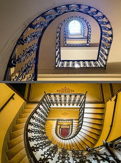 Stiegenhaus/Treppenhaus in einem Wohnhaus in Wien, Österreich