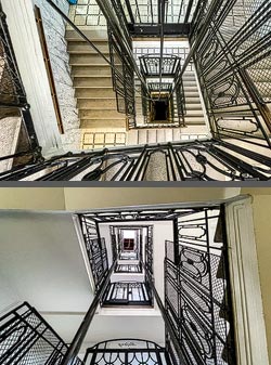 Stiegenhaus/Treppenhaus in einem Wohnhaus in Wien, Österreich