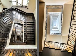 Stiegenhaus/Treppenhaus in einem Wohnhaus in Wien, Österreich