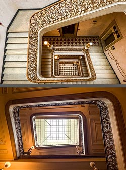 Stiegenhaus/Treppenhaus in einem Wohnhaus in Wien, Österreich