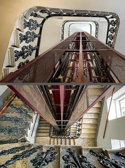 Stiegenhaus/Treppenhaus in einem Wohnhaus in Wien, Österreich