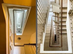 Stiegenhaus/Treppenhaus in einem Wohnhaus in Wien, Österreich