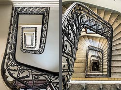 Stiegenhaus/Treppenhaus in einem Wohnhaus in Wien, Österreich