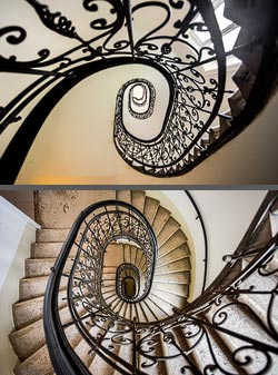 Stiegenhaus/Treppenhaus in einem Wohnhaus in Wien, Österreich