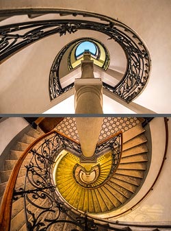 Stiegenhaus/Treppenhaus in einem Wohnhaus in Wien, Österreich