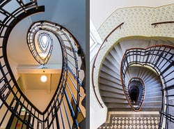 Stiegenhaus/Treppenhaus in einem Wohnhaus in Wien, Österreich