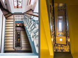 Stiegenhaus/Treppenhaus in einem Wohnhaus in Wien, Österreich