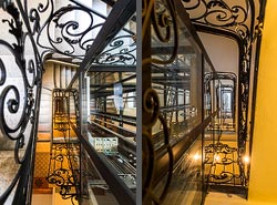 Stiegenhaus/Treppenhaus in einem Wohnhaus in Wien, Österreich