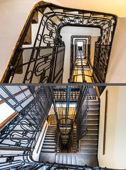 Stiegenhaus/Treppenhaus in einem Wohnhaus in Wien, Österreich