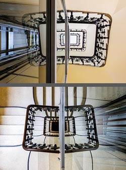 Stiegenhaus/Treppenhaus in einem Wohnhaus in Wien, Österreich