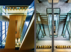 Stiegenhaus/Treppenhaus im Hotel Motel One Westbahnhof in Wien, Österreich