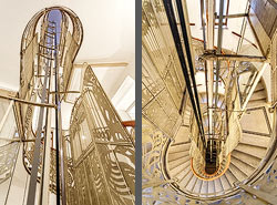 Stiegenhaus/Treppenhaus im Majolikahaus von Otto Wagner in Wien, Österreich