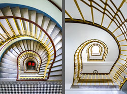 Stiegenhaus/Treppenhaus im Florahof in Wien, Österreich