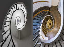 Stiegenhaus/Treppenhaus in einem Gebäude der TU Wien, Österreich