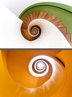 Stiegenhaus/Treppenhaus in einem Wohnhaus in Zürich, Schweiz