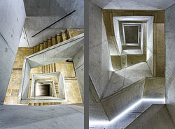 Stiegenhaus/Treppenhaus in der Hochschule für Wirtschaft in Zürich, Schweiz