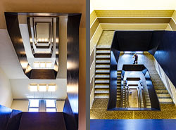 Stiegenhaus/Treppenhaus in einem Bürogebäude in Zürich, Schweiz