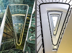 Stiegenhaus/Treppenhaus in einem Bürogebäude in Zürich, Schweiz