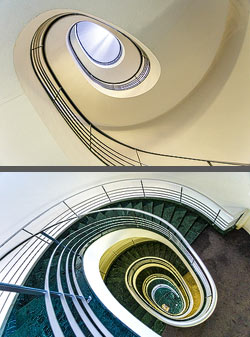 Stiegenhaus/Treppenhaus in einem Bürogebäude in Zürich, Schweiz