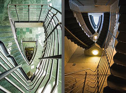 Stiegenhaus/Treppenhaus in der ETH in Zürich, Schweiz