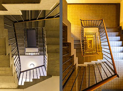 Stiegenhaus/Treppenhaus im VZ Karl der Große in Zürich, Schweiz