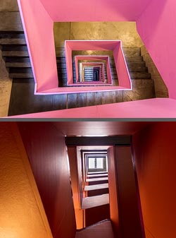 Stiegenhaus/Treppenhaus im Wohnhaus Genossenschaft Kalkbreite in Zürich, Schweiz