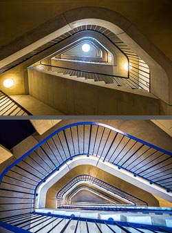 Stiegenhaus/Treppenhaus in einem Wohnhaus in Zürich, Schweiz