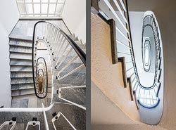 Stiegenhaus/Treppenhaus in einem Bürogebäude in Zürich, Schweiz