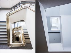 Stiegenhaus/Treppenhaus im Bürogebäude Handelshof in Zürich, Schweiz